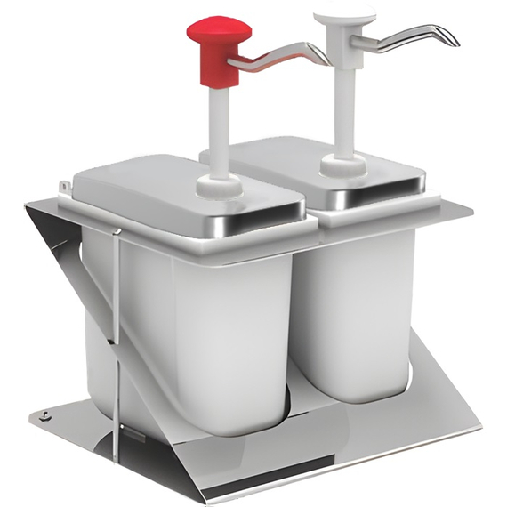 Doppel-Saucenspender inkl. Edelstahlgestell, 2x2 Liter