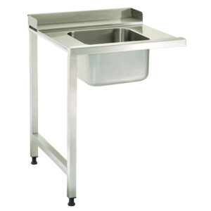 Maxima Gastro Geschirrspültisch - 120 x 75 cm - links - mit Wasbecken und Lagerregal