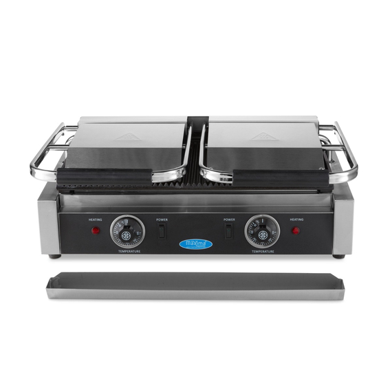 Maxima Gastro Kontaktgrill - Gerillt - Doppelgrillplatte - 2 x 22 cm