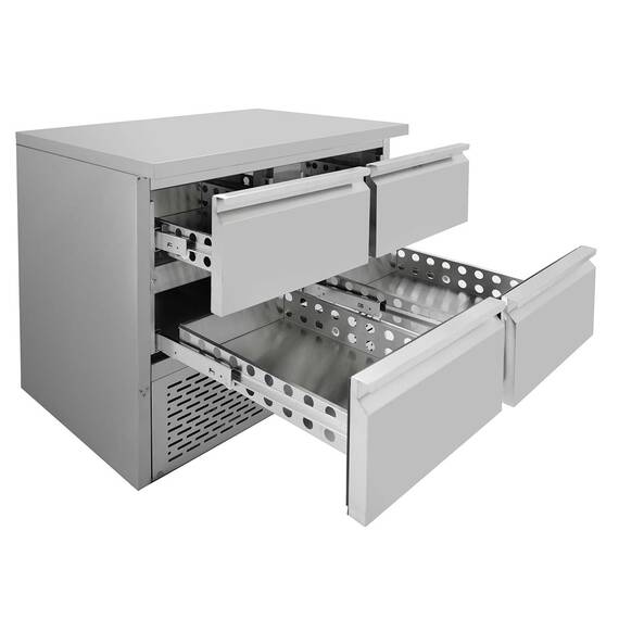 Vaiotec Kühltisch Mini / 2-fach - mit 4 Schubladen, 900 x 700 mm