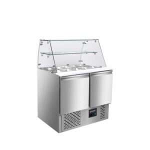Vaiotec Saladette / 2-fach mit eckigem Glasaufsatz, 900 x 700 mm