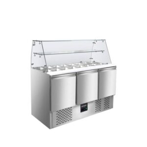 Vaiotec Saladette / 3-fach mit eckigem Glasaufsatz, 1365 x 700 mm