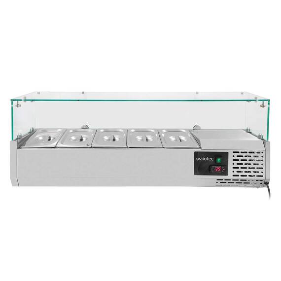 Vaiotec Kühlaufsatz mit Glasabdeckung 5xGN1/4, 1200 x 335 mm