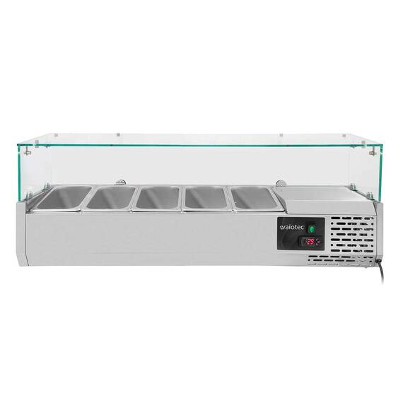 Vaiotec Kühlaufsatz mit Glasabdeckung 5xGN1/4, 1200 x 335 mm
