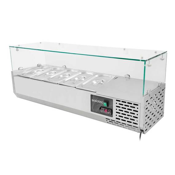 Vaiotec Kühlaufsatz mit Glasabdeckung 5xGN1/4, 1200 x 335 mm