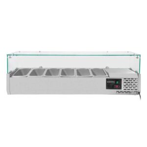 Vaiotec Kühlaufsatz mit Glasabdeckung 6xGN1/4, 1400 x 335 mm