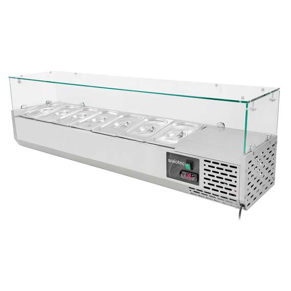 Vaiotec Kühlaufsatz mit Glasabdeckung 7xGN1/4, 1500 x 335 mm