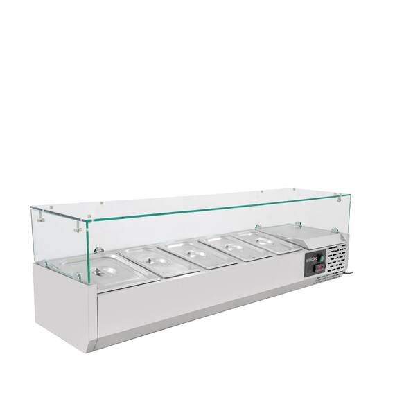 Vaiotec Kühlaufsatz mit Glasabdeckung 4xGN1/3 + 1xGN1/2, 1400 x 395 mm