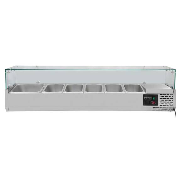 Vaiotec Kühlaufsatz mit Glasabdeckung 5xGN1/3 + 1xGN1/2, 1500 x 395 mm