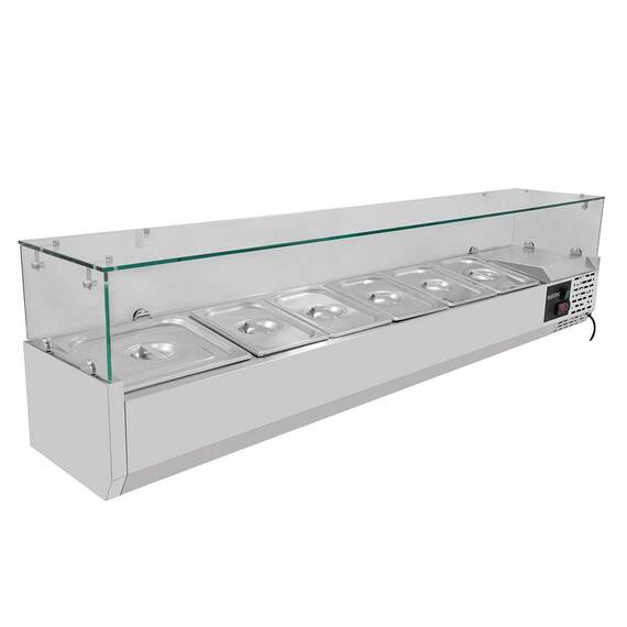 Vaiotec Kühlaufsatz mit Glasabdeckung 5xGN1/3 + 1xGN1/2, 1500 x 395 mm