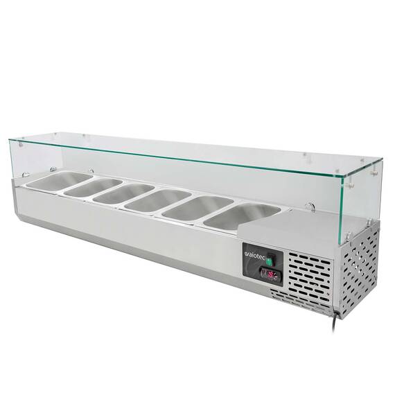 Vaiotec Kühlaufsatz mit Glasabdeckung 5xGN1/3 + 1xGN1/2, 1500 x 395 mm