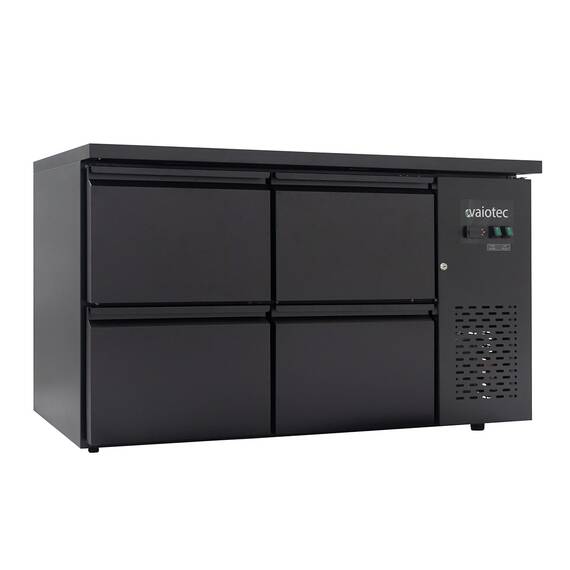Vaiotec Barkühltisch schwarz / 4 Schubladen - 280 l, 1465 x 520 mm