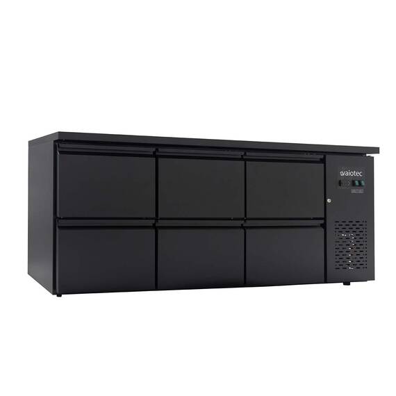 Vaiotec Barkühltisch schwarz / 6 Schubladen - 425 l, 2005 x 520 mm