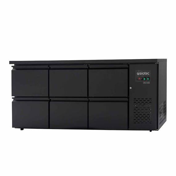 Vaiotec Barkühltisch schwarz / 6 Schubladen - 425 l, 2005 x 520 mm