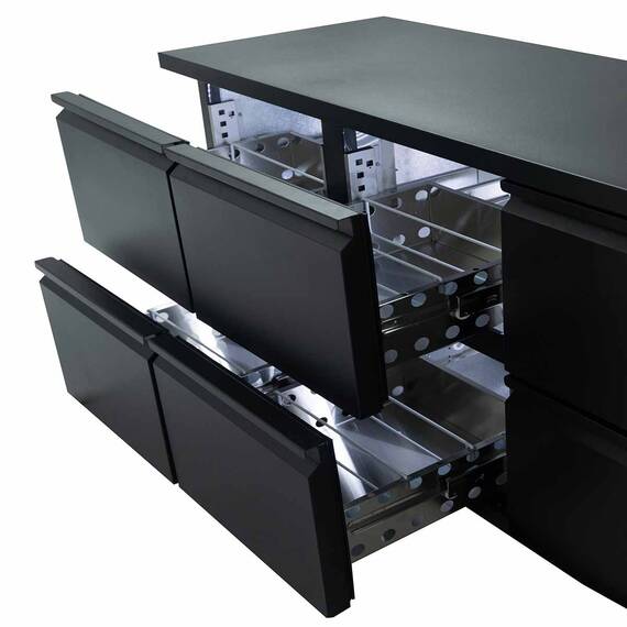 Vaiotec Barkühltisch schwarz / 6 Schubladen - 425 l, 2005 x 520 mm