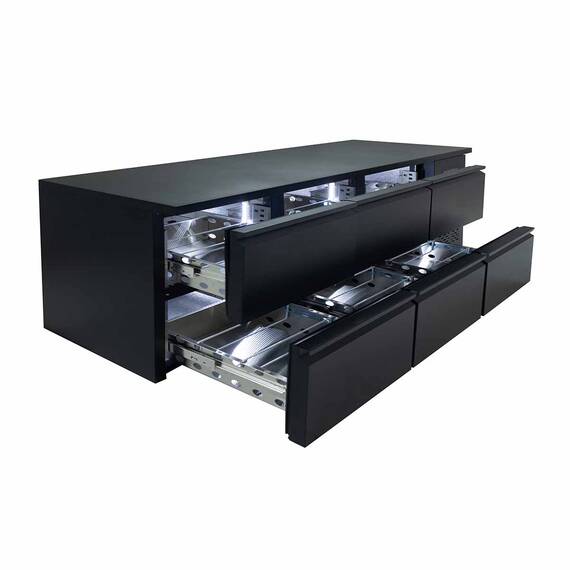 Vaiotec Barkühltisch schwarz / 6 Schubladen - 425 l, 2005 x 520 mm