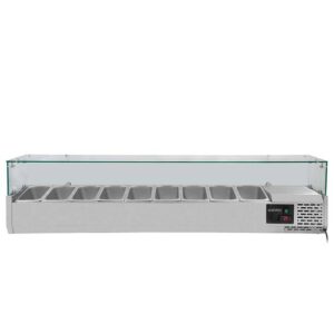 Vaiotec Kühlaufsatz mit Glasabdeckung 9xGN1/4, 1800 x 335 mm