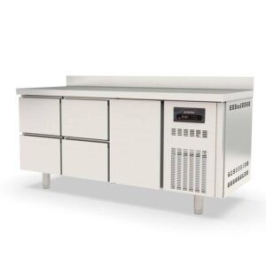 Vaiotec Topline Kühltisch / 3-fach GN1/1 mit 4 Schubladen / 1 Tür & Aufkantung, 1795 x 700 mm