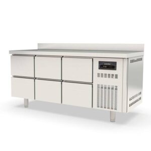 Vaiotec Topline Kühltisch / 3-fach GN1/1 mit 6 Schubladen & Aufkantung, 1795 x 700 mm