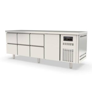 Vaiotec Topline Kühltisch / 4-fach GN1/1 mit 6 Schubladen / 1 Tür, 2245 x 700 mm