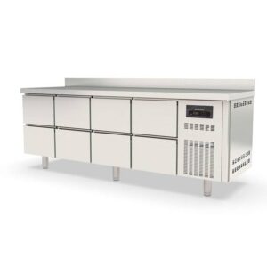 Vaiotec Topline Kühltisch / 4-fach GN1/1 mit 8 Schubladen & Aufkantung, 2245 x 700 mm
