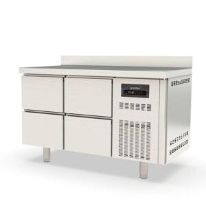 Vaiotec Topline Tiefkühltisch / 2-fach GN1/1 mit 4 Schubladen & Aufkantung, 1345 x 700 mm