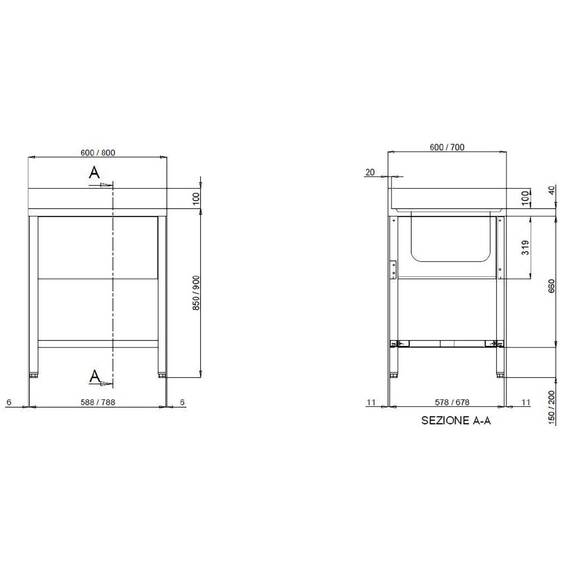 Vaiotec Topline Spültisch / 1 Becken, 800 x 700 mm