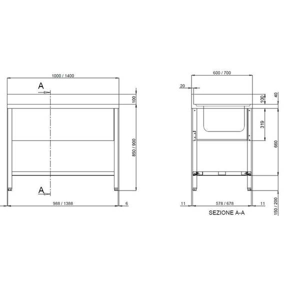 Vaiotec Topline Spültisch / 1 Becken rechts + Abtropffläche, 1000 x 700 mm