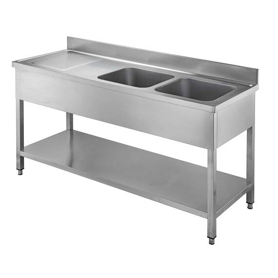 Vaiotec Topline Spültisch / 2 Becken rechts + Abtropffläche, 1400 x 700 mm