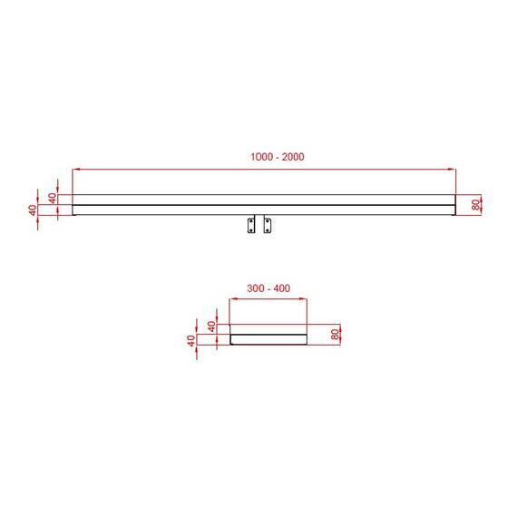 Vaiotec Topline Wandbord inkl. Konsolen zur Wandbefestigung, 1600 x 400 mm