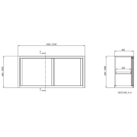 Vaiotec Topline Wandhängeschrank / 2 Schiebetüren, 1600 x 400 mm