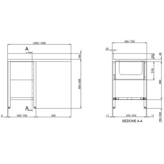 Vaiotec Topline Spülcenter / 1 Becken links, 1400 x 700 mm