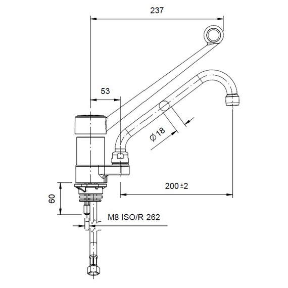 Vaiotec Topline Mischbatterie mit Schwenkhahn & Einhebelmischer - Einloch, 55 x 245 mm