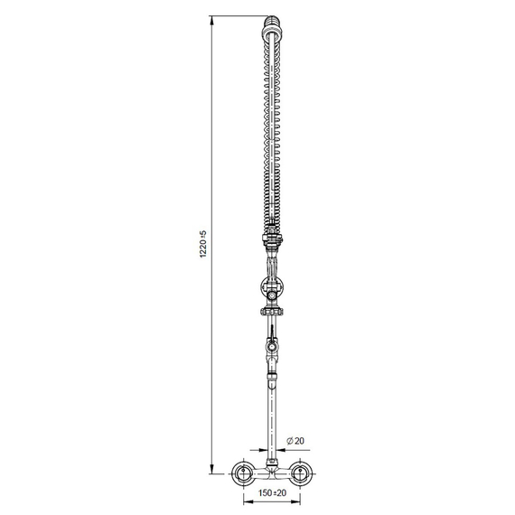 Vaiotec Topline Geschirrwaschbrause mit Schwenkauslauf & 2 Mischventilen Wandmontage - Zweiloch, 155 x 350 mm