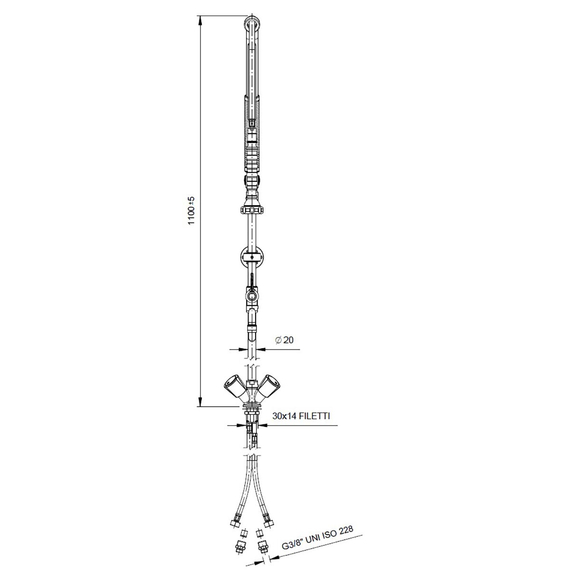 Vaiotec Topline Geschirrwaschbrause mit Schwenkauslauf / 2 Mischventilen & Zug-Automatik - Einloch, 140 x 350 mm