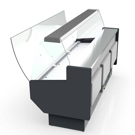 Vaiotec Topline Kühltheke 200 - gebogenes Frontglas "grau", 1985 x 800 mm