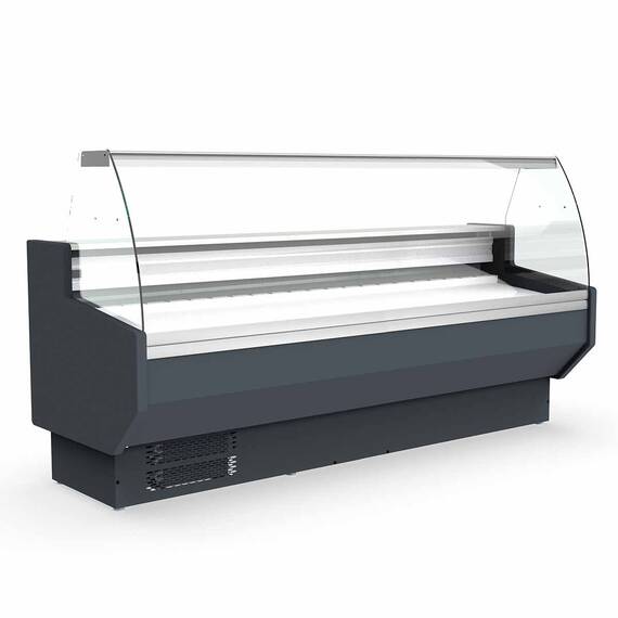 Vaiotec Topline Kühltheke 250 - gebogenes Frontglas "grau", 2465 x 800 mm