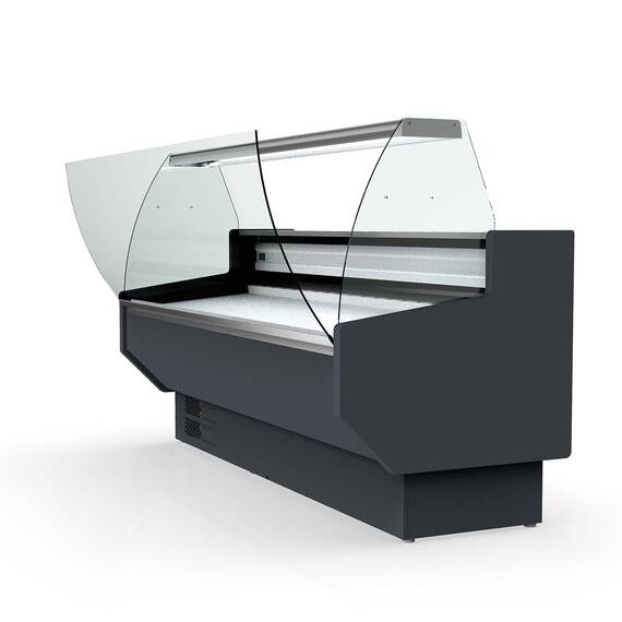 Vaiotec Topline Kühltheke 250 - gebogenes Frontglas "grau", 2465 x 800 mm
