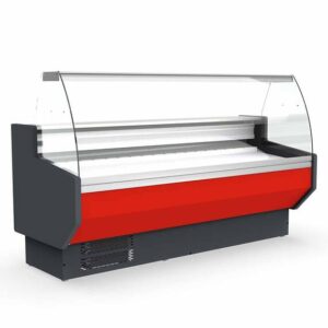 Vaiotec Topline Kühltheke 250 - gebogenes Frontglas "rot", 2465 x 800 mm