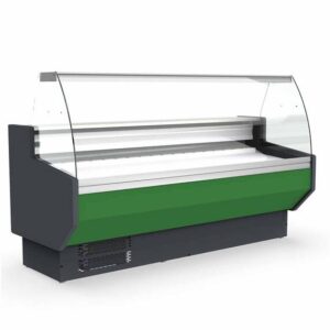 Vaiotec Topline Kühltheke 250 - gebogenes Frontglas "grün", 2465 x 800 mm