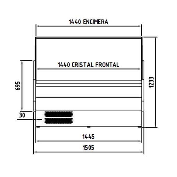 Vaiotec Topline Kühltheke 150 - gerades Frontglas "schwarz", 1505 x 800 mm