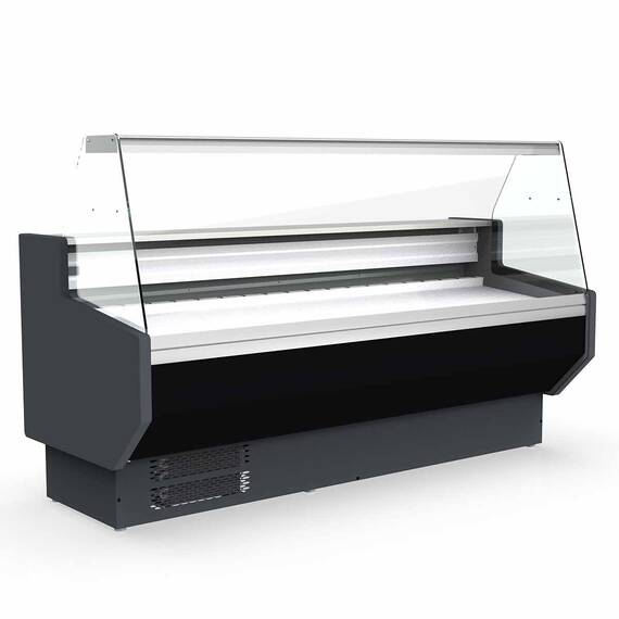 Vaiotec Topline Kühltheke 250 - gerades Frontglas "schwarz", 2465 x 800 mm