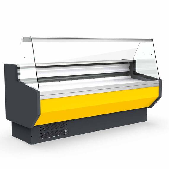 Vaiotec Topline Kühltheke 250 - gerades Frontglas "gelb", 2465 x 800 mm