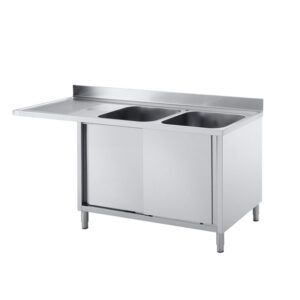 Vaiotec Topline Spülcenter / 2 Becken rechts mit Schiebetüren, 2000 x 700 mm