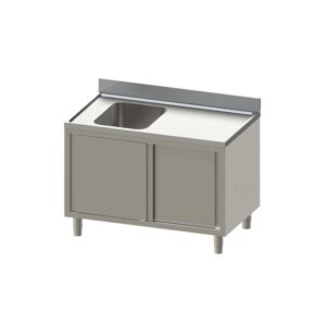 Vaiotec Topline Spülschrank / 1 Becken links mit Schiebetüren, 1200 x 700 mm