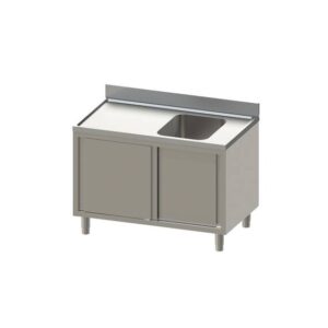 Vaiotec Topline Spülschrank / 1 Becken rechts mit Schiebetüren, 1400 x 700 mm