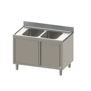Vaiotec Topline Spülschrank / 2 Becken mit Schiebetüren, 1600 x 700 mm