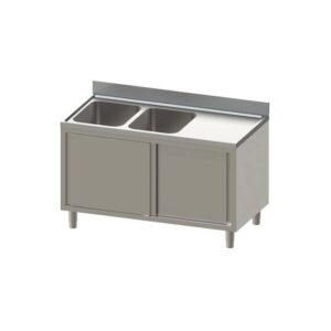 Vaiotec Topline Spülschrank / 2 Becken links mit Schiebetüren, 1600 x 600 mm