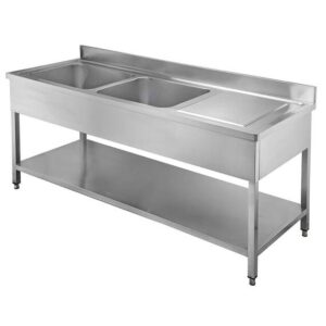 Vaiotec Topline Spültisch / 2 Becken links + Abtropffläche, 2000 x 700 mm