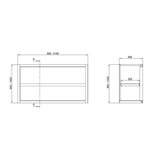 Vaiotec Topline Wandhängeschrank / offen, 1800 x 400 mm